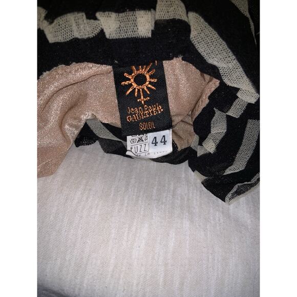 Jean Paul Gaultier Soleil Swimsuit 44 One Piece Mesh Striped Vintage - Picture 7 of 8